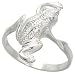 Sterling Silver Diamond Cut Frog Ring, size 8