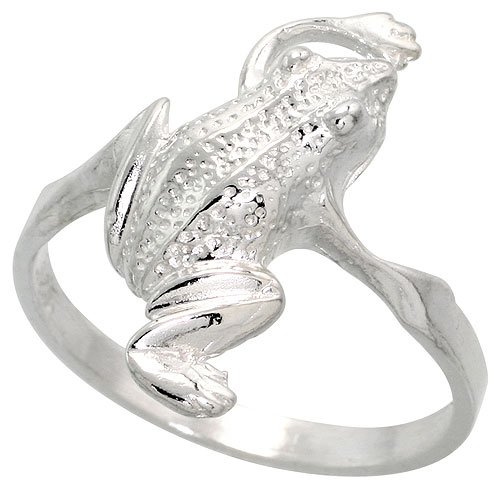Sterling Silver Diamond Cut Frog Ring