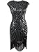 Vijiv Art Deco Great Gatsby Inspired Tassel Beaded 1920s Flapper Dress,Medium,Dark Green