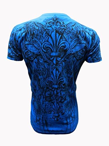 Ekus Men's Konflic Tribal Fleur De Lis Muscle Tee XL Turquoise
