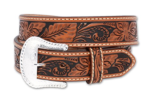 Tony Lama C40064 Men's Floral Tooled Leather Belt Reg And Big