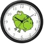 Frog Cartoon Animal Wall Clock by WatchBuddy Timepieces (Slate Blue Frame)