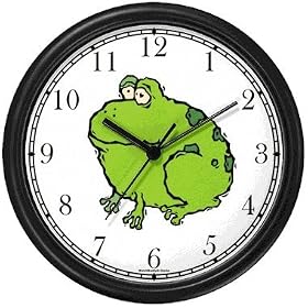Frog Cartoon Animal Wall Clock by WatchBuddy Timepieces (Slate Blue Frame)