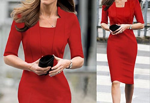 Oupay Women's Cut Out Body Con Solid Half Sleeve Dress US M(Asian XL) Red