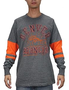 NFL DENVER BRONCOS Mens Athletic Long Sleeve Shirt (Vintage Look) L Grey