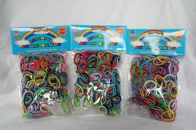 Colorful Loom Bands 300 Latex Free Rubber Bands Refill w/Hook