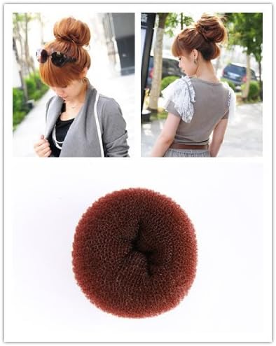 Women's Girl's HOT Fashion Donut Hair Ring Bun Former Shaper Hair Styler Maker 1pcs Large Size 3 Colors for Choose (Black, Brown, Beige)) (Brown) - MF03003