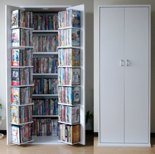 Cover image : DVD収納 ラック 送料無料！DVDで最大400収納可能☆大量収納☆ DVD・CD・コミック書棚ストッカー収納庫 ホワイトJS103WH