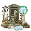 Willow Tree 19 Piece Nativity Set By Susan Lordi (With Ox and Goat and Peace On Earth) with Go Green! Compressed Bamboo Towels