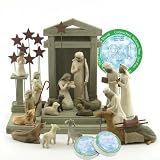 Willow Tree 19 Piece Nativity Set By Susan Lordi (With Ox and Goat) with Go Green! Compressed Bamboo Towels