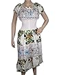 Bohemian Dress White Floral Print Cotton Boho Tiered Vintage Dresses S / M