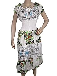 Sexy Floral Print Cotton Cap Sleeves Summer Full-Skirt Vintage Tiered  Dress