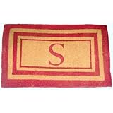 IMAGE OF Imperial Triple Red Border Monogram Golden Novelty Doormat Size: 24