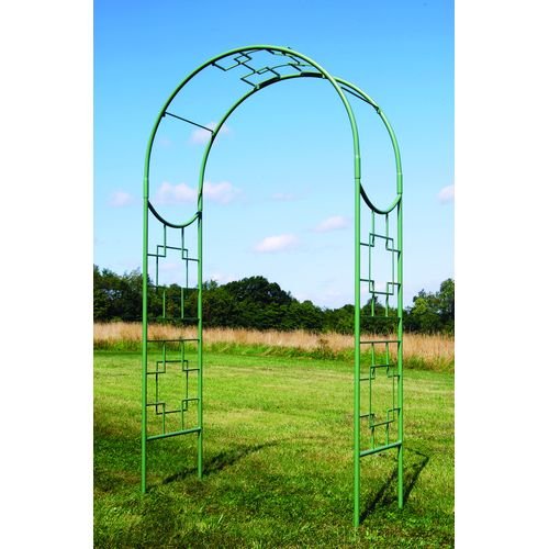 Achla Lawn & Garden Patio Decor Green Wrought Iron Square-On-Squares Arbor Metal Outdoor Furniture