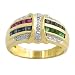 0.5 Cttw Multi-Gemstone & 0.10 Ct Diamond 14 Karat Yellow Gold Ring Size 7