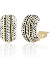 JanKuo Jewelry Two Tone Bali Antique Style Symmetrical Shape Clip On Earrings