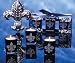 DecoGlow Black on White Collection Gift Box of 3 2 x 2.5-Inch Filled Black Glass Votive Candle with Rhinestone Fleur De Lis, White Orchid Scent
