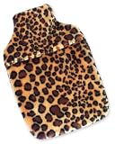 Hot Water Bottle with Leopard Fake Fur Cover