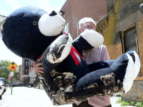 51HyDdWTNBL UNIQUE GIANT 54 SOFT STUFFED TEDDY BEAR WITH LUXURIOUS DEEP MIDNIGHT BLUE FUR   HAS PRINTS OF TEDDY BEARS EMBEDDED IN FUR   GIANT BIG STUFFED ANIMAL   AMERICAN MADE IN THE USA AMERICA