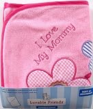 I Love Applique Hooded Towel, Pink