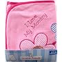 I Love Applique Hooded Towel, Pink