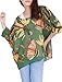 Allegra K Women's Scoop Neck Feather Chiffon Plus Size Blouse Batwing Top L Green