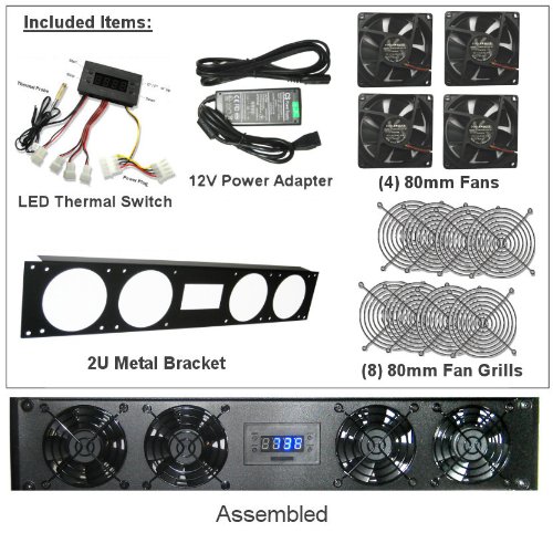 Coolerguys 2U Bracket with 80mm fans / Programmable Fan Controller / 2A PSU On Sale