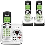 Vtech DECT 6.0 White/Black Expandable 3-Handset Cordless Phone System with Digital Answering Device and Caller ID (CS6229-3)