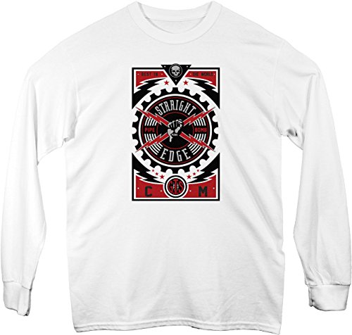 BSW Men's Straight Edge Punk Pro Wrestling CM GTS Shirt LRG White