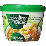 Healthy Choice Soup Microwave Bowl, Thai Style Chicken with Brown Rice, 14 Ounce (Pack of 8)