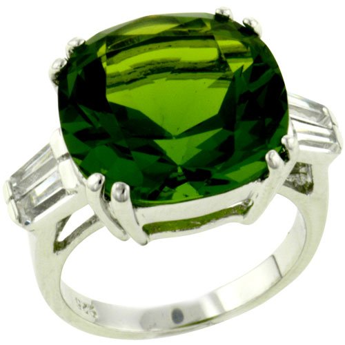 51HySw 49mL Size 8 Asscher Periodot Cz Sterling Silver Jewelry Ring Fashion