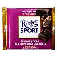 Ritter Sport, Fine Extra Dark Chocolate 71% Cocoa, 3.5-Ounce Bars (Pack of 11)