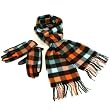 Softer than Cashmere? Scarf Gloves Set Plaid Turquoise Orange with Multiple Colors