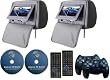 GRAY Color Zipper Pair of Headrest 7 LCD Car Monitors with Region Free DVD player USB SD Inc. Wireless Game Controllers and 32 Bit Games