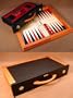 Red and Black Wood Attache Backgammon with Drawer