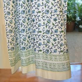 Moonlit Taj ~ Exotic Turquoise Floral Tab Top Sheer Curtain Panel 63x46 by Saffron Marigold