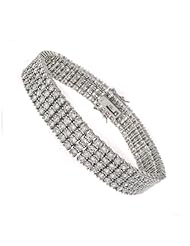 Ladies Silver Bracelet with four Rows of White CZ 37.5g