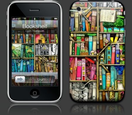 Apple iPhone 3G Premium Vinyl Skin - Bookshelf (GelaSkins Brand) Made in Canada