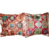 2 Red Rust Vintage Silk Sari Toss Pillow Cushion Coversby Mogulinterior