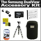 Accessory Kit For The Samsung DualView TL225 TL90 Digital Camera Includes 4GB Micro SD Memory, Card Reader, SLB-07A Battery, Hard Shell Case + Gripster Mini Tripod + More