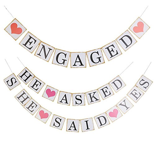 Ehdching Engaged Banner Bunting Wedding Bridal Party Decoration