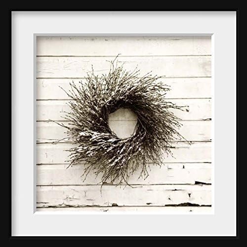 Grapevine Wreath Photograph with Snow