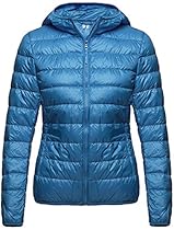 Wantdo Women's Hooded Packable Ultra Light Weight Down Coat Short Outwear(Acid Blue,US X-Small)
