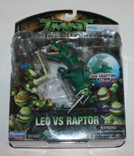  TMNT Mini Mutants Leo Vs Raptor with jaw snapping action