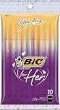 BIC Cristal For Her Ball Pen, 1.0mm, Black, 10ct (MSLP101-Blk)