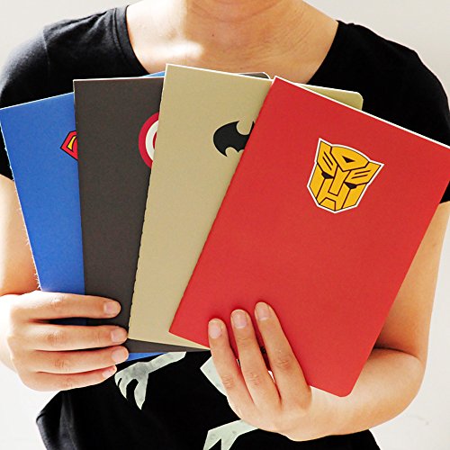 NEWBEE® 4Pcs Creative Stationery A5 Hero Theme School Composition Notebook Diarybook,7.87 x 5.51In,60Pages/30Sheets