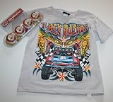 RudeBoyz T-rex Racing Tee with SK8 Wheel Set, Size: 5/6, Silver