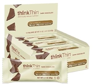 thinkThin Dark Chocolate, Gluten Free, 2.1-Ounce Bars (Pack of 10)