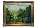 Art Reproduction Oil Painting - Monet Paintings: Corner of the Garden at Montgeron with Renaissance Dark Champagne Frame - Dark Champagne Finish - 40 X 50 - Hand Painted Framed Canvas Art