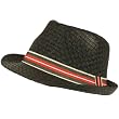 Structured Stiff Braid Summer Fedora Trilby Hat Black